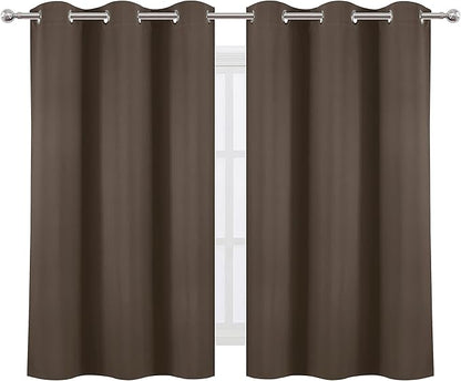 LEMOMO Chocolate Brown Blackout Curtains 38 x 54 Inch Length/Set of 2 Curtain Panels/Thermal Insulated Room Darkening Blackout Curtains for Bedroom