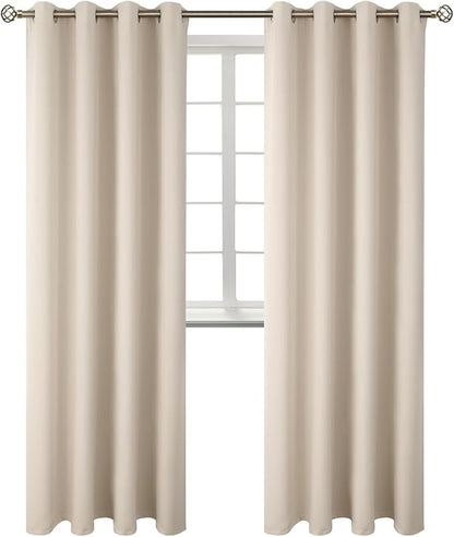 BGment Blackout Curtains - Grommet Thermal Insulated Room Darkening Bedroom and Living Room Curtains, Set of 2 Panels (52 x 95 Inch, Champagne)