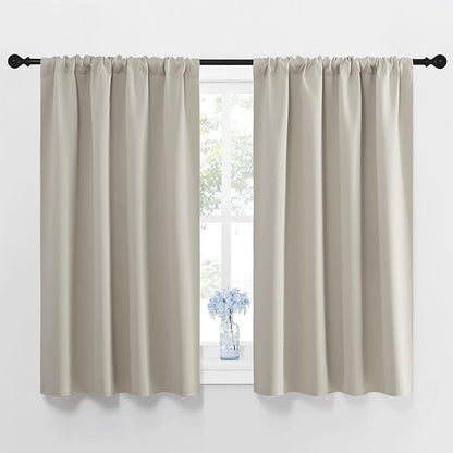 NICETOWN Blackout Curtains for Living Curtains, Room Darkening Window Curtain Panels, Easy-Care Solid Thermal Insulated Draperies/Drapes for Daughter Room (Natural, 2 Panels, 42 by 45)