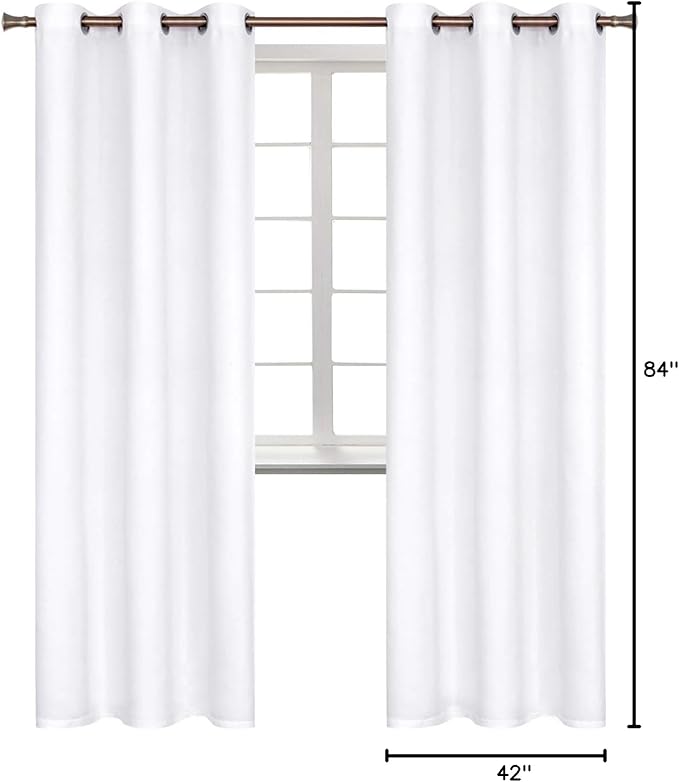 BGment Room Darkening Curtains 84 Inches Long - Grommet Thermal Insulated Drapes Window Treatment Curtains for Bedroom, 2 Panels, 42 x 84 Inch, Pure White