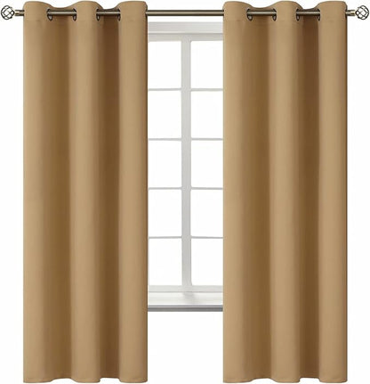 BGment Blackout Curtains for Living Room - Grommet Thermal Insulated Room Darkening Curtains for Bedroom, 2 Panels of 42 x 63 Inch, Khaki