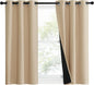 NICETOWN Bedroom Full Blackout Curtain Panels, Set of 2 Pcs, 37 by 50-inch, Biscotti Beige, Super Thick Insulated Grommet Drapes, Double-Layer Blackout Draperies with Black Liner for Small Window