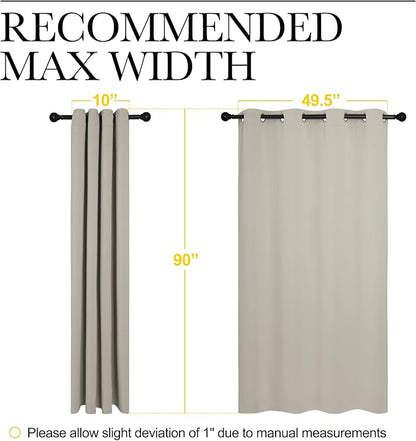 NICETOWN Natural Room Darkening Curtains 90" Long for Boho Farmhouse Home Decoration, Window Treatment Total Privacy Drape Panels for Bedroom Guest Room (55" Wide, Set of 2)