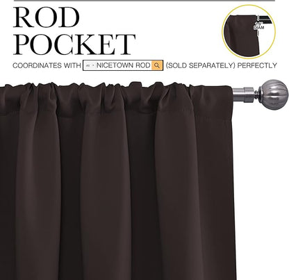 NICETOWN 84 Bedroom Curtains and Drapes - Energy Smart Thermal Insulated Rod Pocket Blackout Draperies/Panels for Living Room (2 Panels, 42 inches x 84 inches, Toffee Brown)