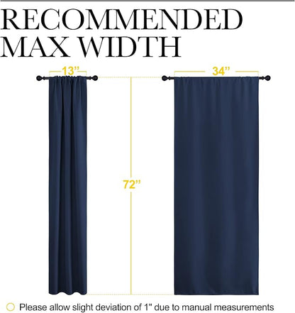 NICETOWN Blackout Curtains for Living Curtains, Home Decorations Thermal Insulated Solid Pole Top Blackout Drapes for Living Room (Navy, 1 Pair, 34-inch W x 72-inch L)