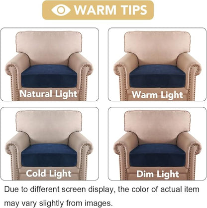 H.VERSAILTEX Velvet Stretch Couch Cushion Cover Plush Cushion Slipcover for Chair Cushion Furniture Protector Seat Cushion Sofa Cover (1 Piece Armchair Cushion Covers, Navy)