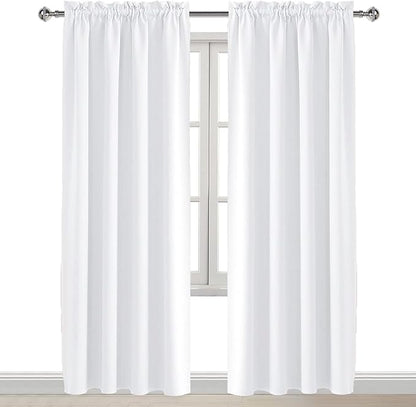 DWCN White Curtains for Living Room Thermal Insulated, 50% Light Blocking Curtains for Bedroom, Dining Room Window, W 42x L 84 Inch, Set of 2 Rod Pocket Curtain Panels