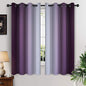 Yakamok Thermal Insulated Ombre Curtains 63 Inch Length 2 Panels, Greyish White and Purple Light Blocking Gradient Color Curtains, Room Darkening Grommet Window Drapes for Bedroom
