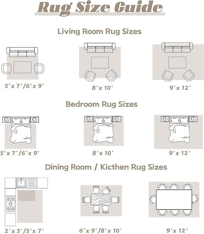 Area Rug 10x12 Washable Rug, Vintage Boho Medallion Rugs Non-Slip Soft Low Pile Large Distressed Rug Indoor Retro Carpet for Living Room Bedroom Dining Room Home Office (Brown, 10'x12')