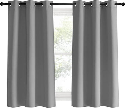 NICETOWN Silver Grey Blackout Curtain Panels for Bedroom, 2 Panels, W42 x L60 inches, Thermal Insulated Grommet Top Blackout Draperies and Drapes