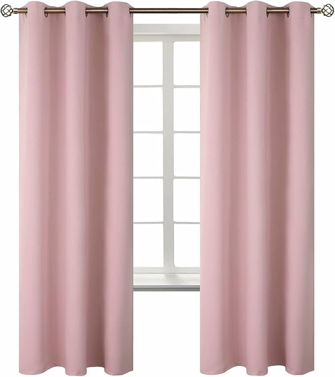 BGment Room Darkening Curtains 72 Inches Long - Grommet Thermal Insulated Drapes Window Treatment Curtains for Bedroom, 2 Panels, 42 x 72 Inch, Baby Pink