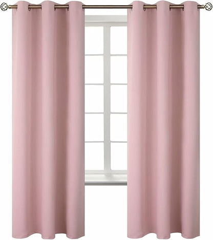 BGment Room Darkening Curtains 72 Inches Long - Grommet Thermal Insulated Drapes Window Treatment Curtains for Bedroom, 2 Panels, 42 x 72 Inch, Baby Pink