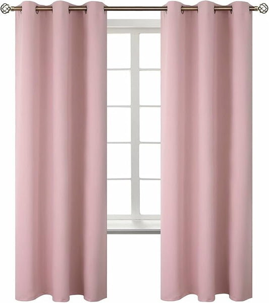 BGment Room Darkening Curtains 72 Inches Long - Grommet Thermal Insulated Drapes Window Treatment Curtains for Bedroom, 2 Panels, 42 x 72 Inch, Baby Pink