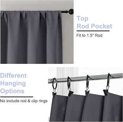 Simplebrand Ava Grey Blackout Curtains for Bedroom, 78 Inch Length, 2 Panels Set, Privacy Thermal Insulated Rod Pocket Window Curtains for Patio, French Door, W40 x L78 Inch