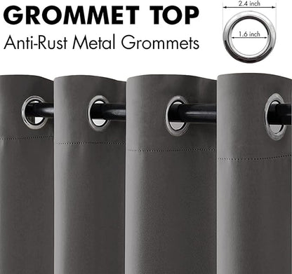 MIULEE Blackout Door Curtain Set of 2, 34 x 80 Inch Grey Thermal Insulated Room Divider Drapes with Grommet Top for Privacy Cover, Living Room, Bedroom, Closet & Temporary Doorway