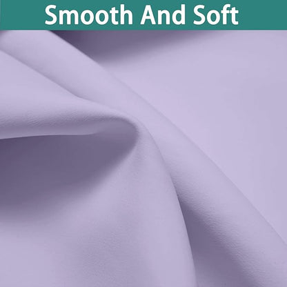 Yakamok 100% Blackout Curtains Energy Saving Thermal Insulated 2 Thick Layers Completely Blackout Drapes with Black Liner for Bedroom (52Wx108L,Lilac, Set of 2)