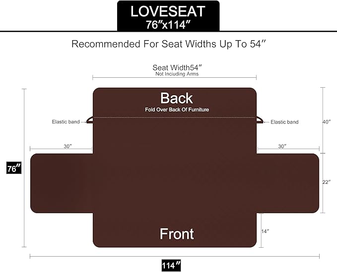 U-NICE HOME Loveseat Sofa Cover Reversible Couch Cover for Dogs Pets with Elastic Straps Water Resistant Furniture Protector for 2 Cushion Couch (Loveseat, Light Blue/Beige)