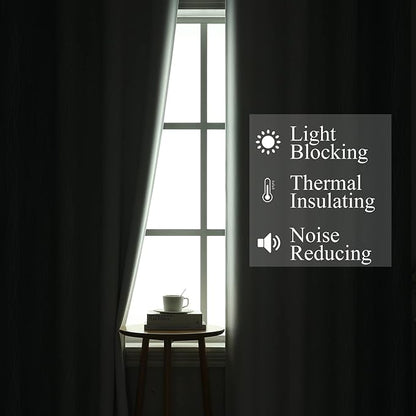 Estelar Textiler Stone Blue and Greyish White Blackout Curtains 63 Inch Length 2 Panels Set, Room Darkening Grommet Ombre Curtains for Bedroom, Thermal Insulated Light Blocking Gradient Drapes,52Wx63L