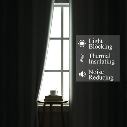 Estelar Textiler Stone Blue and Greyish White Ombre Blackout Curtains 54 Inch Length 2 Panels, Full Room Darkening Drapes for Kitchen, Thermal Insulated Grommet Short Curtains for Bedroom,42Wx54L