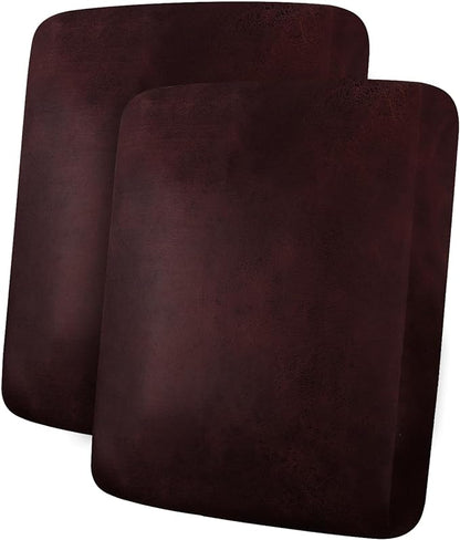 Leather Look Couch Cushion Covers Sofa Seat Slipcovers Sets Couches Furniture Protector for Sectional Armchair Loveseat Pets Kids Stretch Spandex Fabric (2 Cushion Sofa, Burgundy)