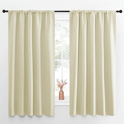 NICETOWN Blackout Curtains for Living Curtains, Room Darkening Curtains & Drapes for Kids Bedroom, Home Decoration Draperies (Beige, 52 in x 63 in (W x L), 2 PCs)