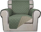 PureFit Reversible Quilted Sofa Cover, Water Resistant Slipcover Furniture Protector, Washable Couch Cover with Non Slip and Elastic Straps for Kids, Dogs, Pets (Chair, Greyish Green/Beige)