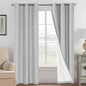 H.VERSAILTEX 100% Blackout Curtains for Bedroom Thermal Insulated Linen Textured Curtains Heat and Full Light Blocking Drapes Living Room Curtains 2 Panel Sets, Glacier Gray, 42x84 Inch