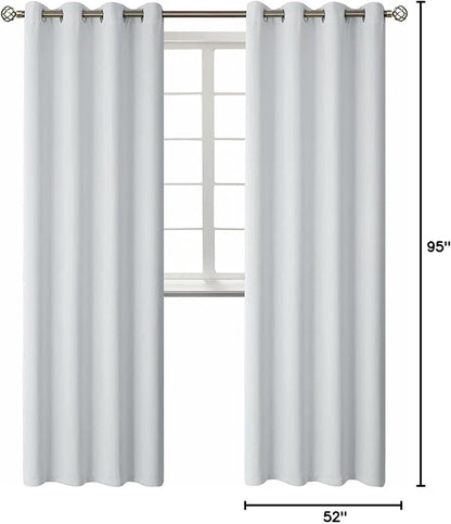 BGment Room Darkening Curtains 95 Inches Long - Grommet Thermal Insulated Drapes Window Treatment Curtains for Bedroom, 2 Panels, 52 x 95 Inch, Greyish White