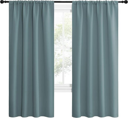 NICETOWN Greyish Blue Blackout Curtains Panels for Window, Thermal Insulated Rod Pocket Blackout Drapes/Draperies for Living Room (2 Panels, W42 x L72 inches)