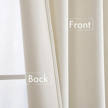 MIULEE Velvet Curtains 108 inches - Luxury Curtains for Bedroom Living Room Thermal Insulated Super Soft Room Darkening Window Drapes Rod Pocket & Back Tab, Ivory, W52 x L108 inches, 2 Panels