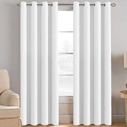 H.VERSAILTEX Pure White Curtain for Living Room Thermal Insulated Window Treatment Curtain Extra Long 108 inch Length Energy Saving Solid Grommet Top Room Darkening Drape, One Panel, 52" W x 108" L