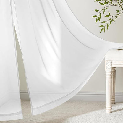 MIULEE White Sheer Curtains 108 Inches Long, 4 Panels Set, Light Filtering Rod Pocket Voile Drapes for Living Room and Bedroom, Airy Soft Fabric Window Treatments, 42 x 108 Inches