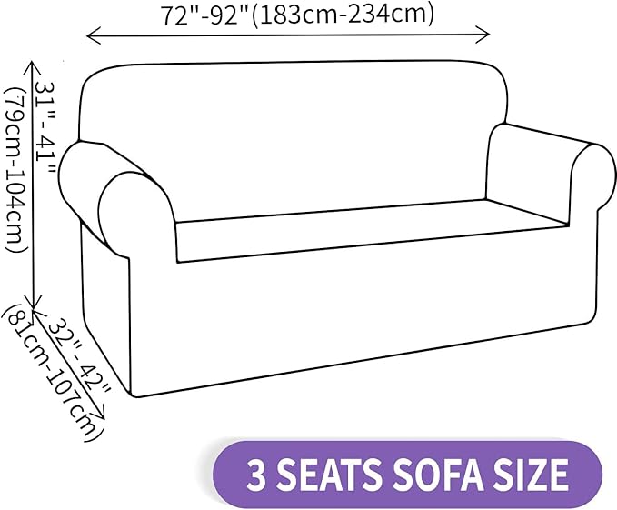 ZNSAYOTX Super Stretch Couch Cover (72"-92") Universal Sofa Covers with Elastic Bottom, Dog Cat Pets Friendly Washable Furniture Protector Fitted Sofa Slipcovers Stay in Place (White, Sofa)