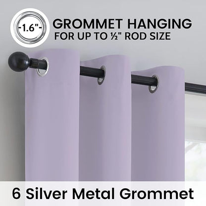 SimpleHome 100% Blackout Curtains for Bedroom,Thermal Insulated Lilac Grommet Window Drapes Room Darkening Curtains for Living Room with Black Back,42 x 45 Inch,2 Panels