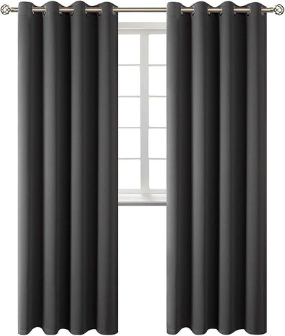BGment Blackout Curtains - Grommet Thermal Insulated Room Darkening Bedroom and Living Room Curtains, Set of 2 Panels (52 x 108 Inch, Dark Grey)
