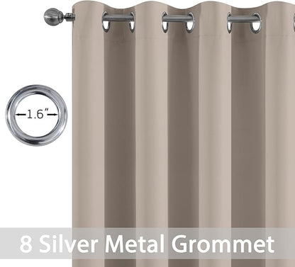 Yakamok Blackout Curtains Room Darkening Thermal Insulated Window Panels,Solid Grommet Top Drapes for Bedroom/Living Room(52Wx90L, Natural, 2 Panels)