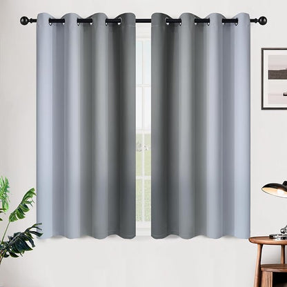 SimpleHome Ombre Room Darkening Curtains for Bedroom, Gradient Gray to Grey White Light Blocking Thermal Insulated Grommet Window Curtain/Drapes for Living Room,2 Panels, 52x45 inches Length