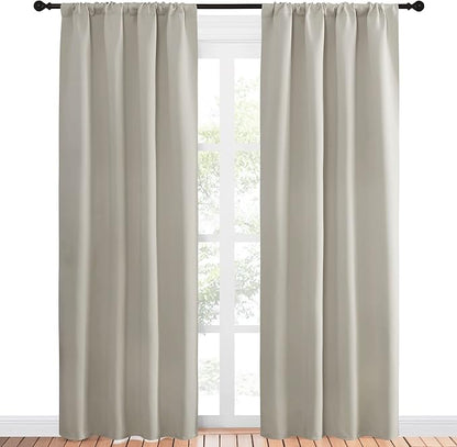 NICETOWN Blackout Curtains for Living Curtains, Room Darkening Window Curtain Panels, Easy-Care Solid Thermal Insulated Draperies/Drapes for Daughter Room (Natural, 2 Panels, 42 by 84)
