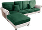 Couch Cover 4-Piece Elastic Velvet Couch Cushion Covers & Chaise Slipcovers for L-Shaped Sofas, Sofa Seat Covers Washable, Soft Cover for Couches (3 Seater + Chaise, Christmas Green)