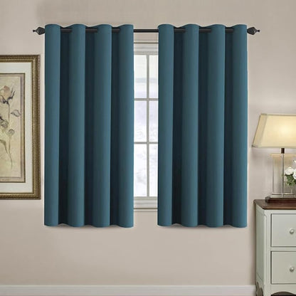 H.VERSAILTEX Blackout Curtain for Living Room Thermal Insulated Window Treatment Curtain 54 inch Length Energy Saving Solid Grommet Top Blackout Drape, One Panel, Dark Teal, 52" W x 54" L