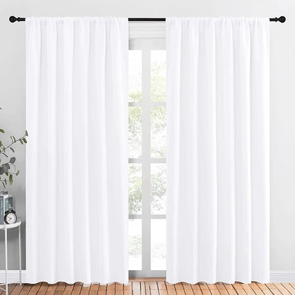 NICETOWN Room Darkening Curtains for Bedroom, Pure White, Set of 2 Panels, 62 x 84 Inch, Triple Weave Home Decoration Thermal Insulated Solid Drapes for Patio Door