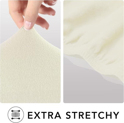 PureFit Super Stretch Sofa Slipcover – Spandex Non Slip Soft Couch Sofa Cover, Washable Furniture Protector with Non Skid Foam and Elastic Bottom for Kids, Pets （Oversized Sofa, Ivory）