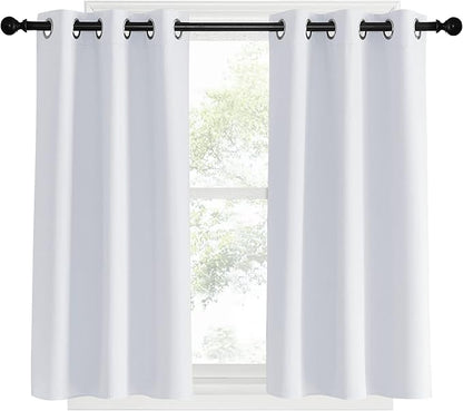 NICETOWN Room Darkening Curtain Panels, 2 Panels, 34 by 40, Greyish White, Window Treatment Thermal Insulated Grommet Light Blocking Curtains Drapes for Bedroom/Home Office