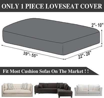 Couch Cushion Cover Loveseat Cover or 2 Seat Sofa Cover Washable Stretch Sectional Sofa Slipcover(1 Piece for Loveseat or Sofa 2-Seater, Black)