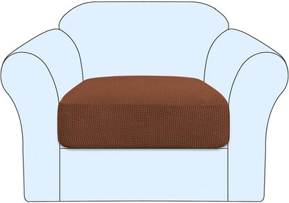 H.VERSAILTEX Stretch Couch Cushion Covers Individual Seat Sofa Chair Slipcovers Cushion Protector Cover Featuring Jacquard Textured Twill Fabric(1 Cushion Chair Cover, Caramel)