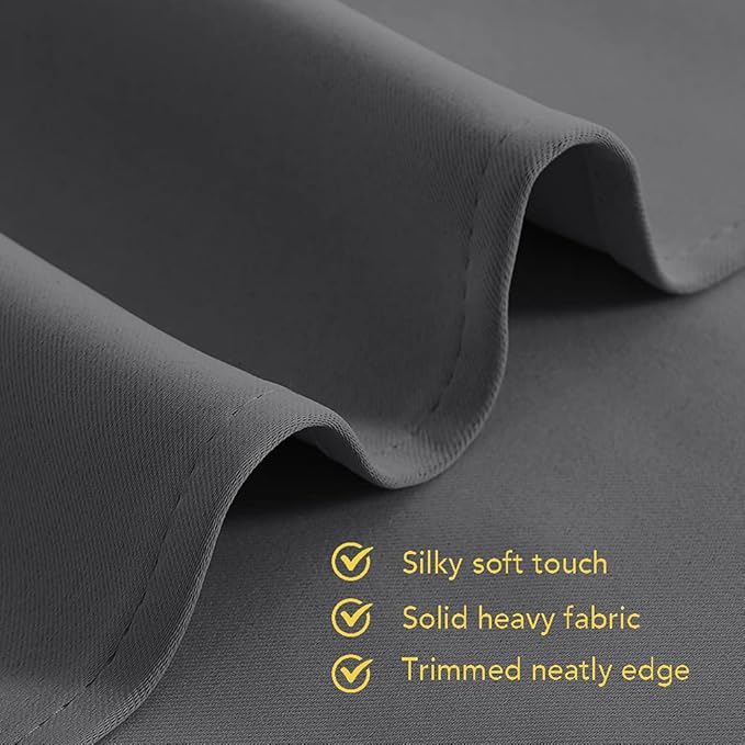 NICETOWN Grey Blackout Curtain Panels for Bedroom, Thermal Insulated Grommet Top Blackout Draperies and Drapes for Basement (2 Panels, W70 x L95-inch, Grey)