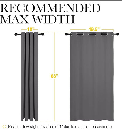 NICETOWN Grey Blackout Curtain Panels for Bedroom, Thermal Insulated Grommet Top Blackout Draperies and Drapes for Basement (2 Panels, W55 x L68-inch, Grey)
