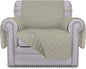 Easy-Going Chair Sofa Slipcover Reversible Sofa Cover Water Resistant Couch Cover Furniture Protector Cover with Elastic Straps for Pets Kids Children Dog Cat (Chair, Beige/Beige)