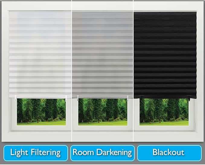 Redi Shade No Tools Original Blackout Pleated Paper Shade Black, 36" W x 72" L, 6 Pack
