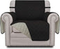 Easy-Going Chair Sofa Slipcover Reversible Sofa Cover Water Resistant Couch Cover Furniture Protector Cover with Elastic Straps for Pets Kids Children Dog Cat (Chair, Black/Beige)